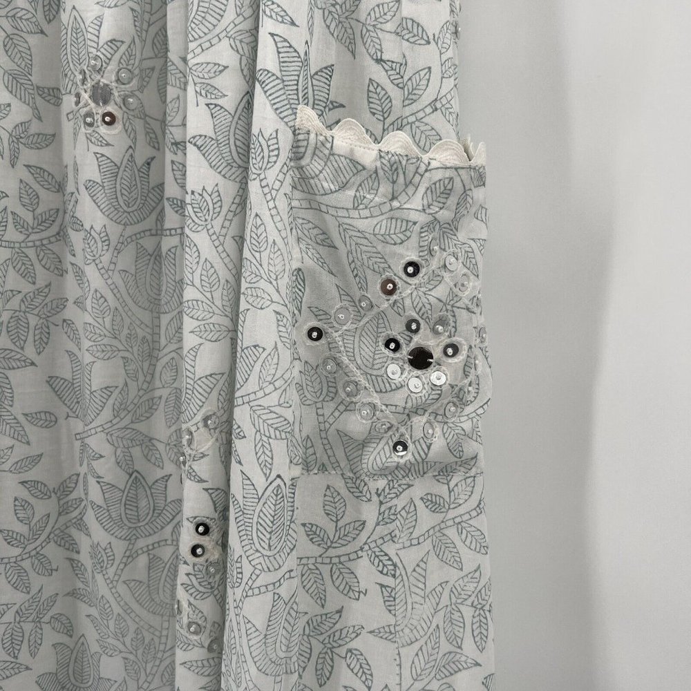 Juliet Dunn Cotton Tie Shoulder Midi Dress White/Denim Blue sz 2/M/6-8 $443 NWT - Picture 10 of 11